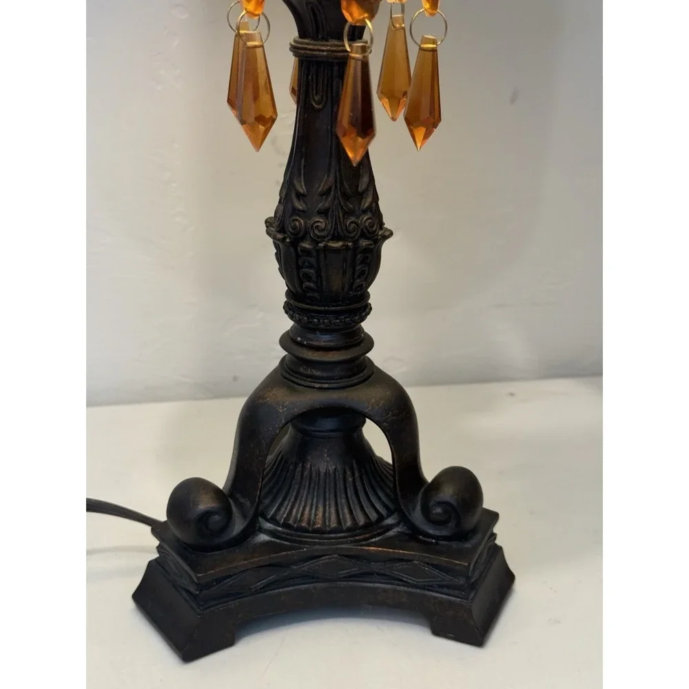 Vintage‎ Brown Resin Table Lamp Amber Plastic Fringe Dangles 19